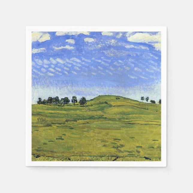 Hilly Landschaft mit Ravens (von Ferdinand Hodler) Serviette (Vorderseite)