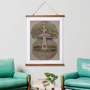 Hilma Af Klint, Baum des Wissens Nr. 1 Abstrakte K Wandteppich Mit Holzrahmen