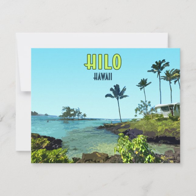 Hilo Big Island Hawaii Beach Vintag Flat Card (Vorderseite)
