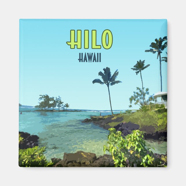 Hilo Big Island Hawaii Beach Vintag Magnet (Vorne)