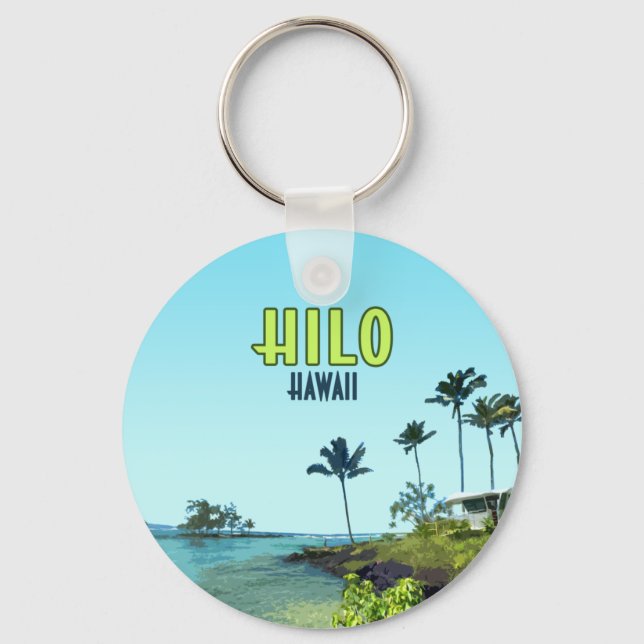Hilo Big Island Hawaii Beach Vintag Schlüsselanhänger (Vorderseite)