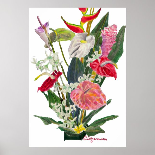 Hilo Blume Aquarell Print and Poster (Vorne)