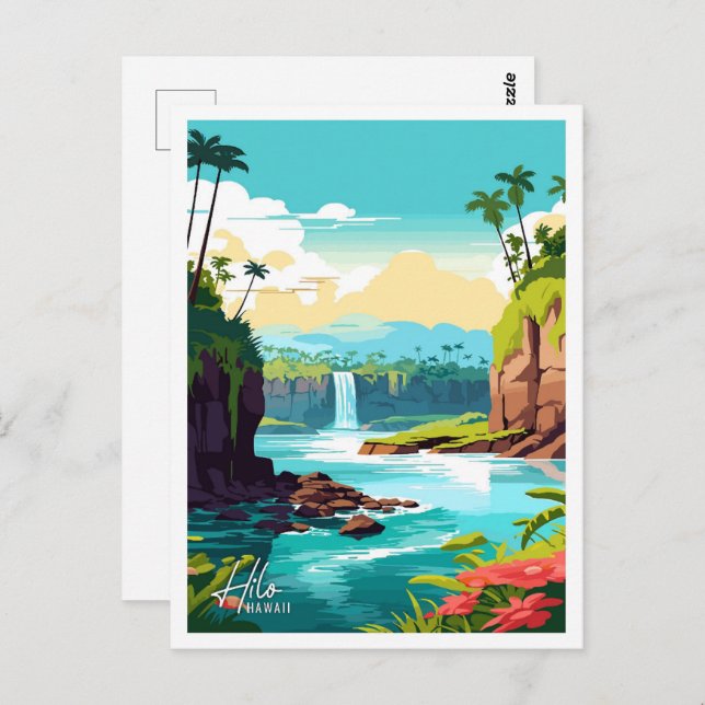 Hilo Hawaii Art Vintag Postkarte (Vorne/Hinten)
