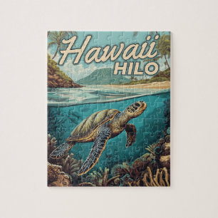 Hilo Hawaii Big Island Retro Tropische Küste Puzzle