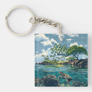 Hilo Hawaii Big Island Schildkrötenstrand Vintage Schlüsselanhänger