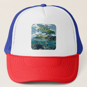 Hilo Hawaii Big Island Schildkrötenstrand Vintage  Truckerkappe