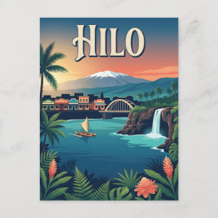 Hilo Hawaii Big Island Vintage Reiseposter Postkarte