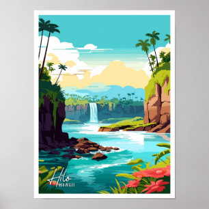 Hilo Hawaii Kunst Vintage Berühmter Reiseort Poster