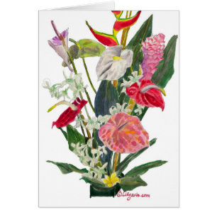 Hilo Hawaii Tropical Blume Aquarell Print Card