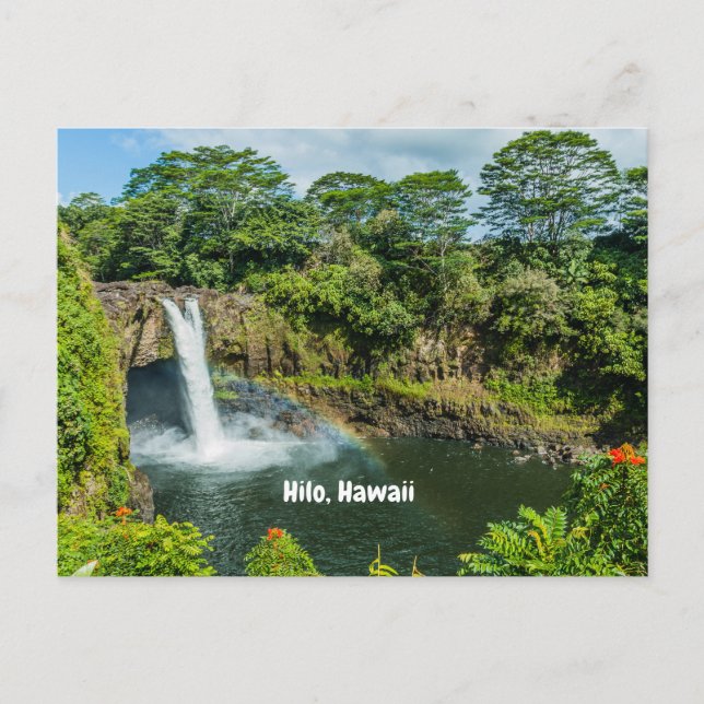 Hilo, Hawaii Tropical Rainbow Falls Wasserfall Postkarte (Vorderseite)