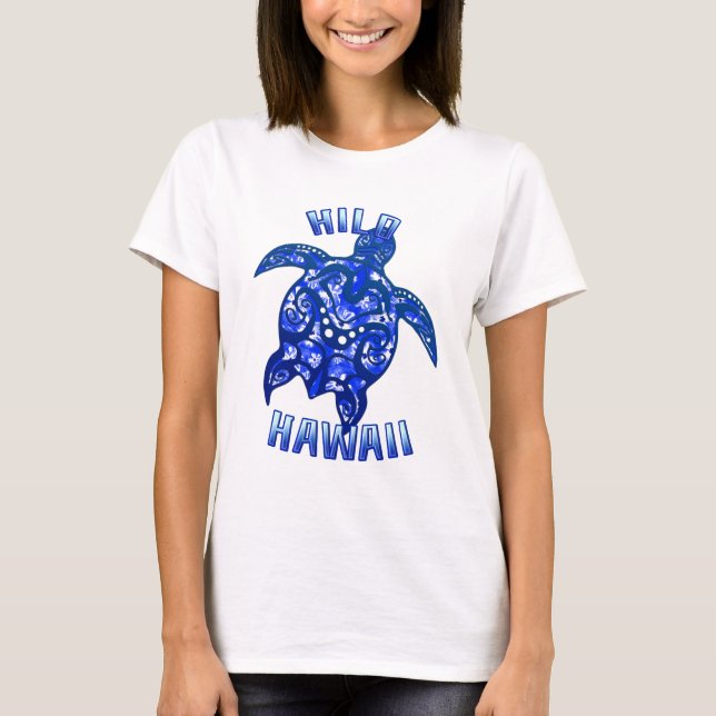 Hilo Hawaii Vacation Tribal Turtle T-Shirt (Vorderseite)
