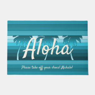Hilo Hawaiian Palms Striped Aloha Aquamarin Fußmatte