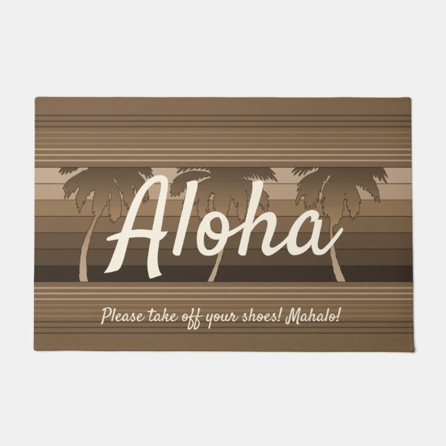 Hilo Hawaiian Palms Striped Aloha Brown Fußmatte (Vorderseite)