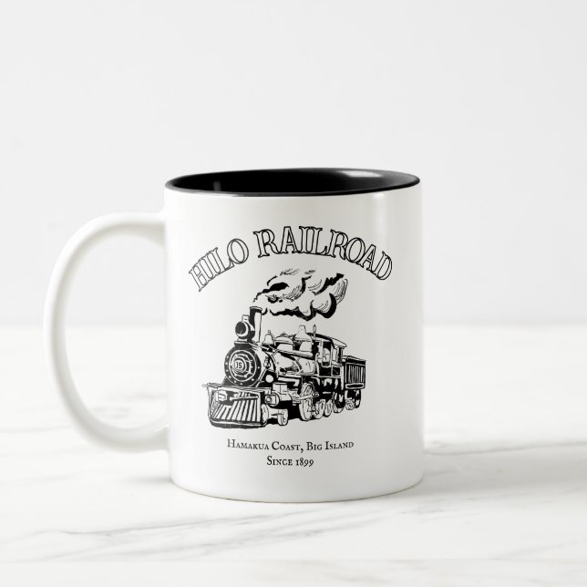 Hilo Railroad Vintage Steam Train  Zweifarbige Tasse (Links)