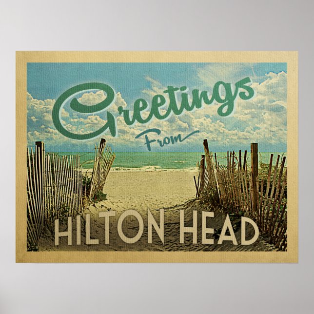 Hilton Head Beach Vintage Travel Poster (Vorne)