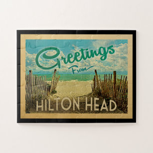 Hilton Head Beach Vintage Travel Puzzle