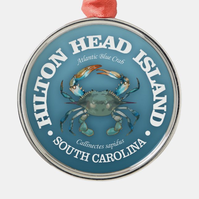 Hilton Head (blaue Krabbe) Ornament Aus Metall (Vorne)