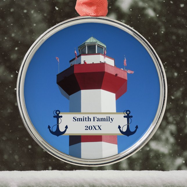 Hilton Head Harbour Town Lighthouse and Anchor Ornament Aus Metall (Von Creator hochgeladen)