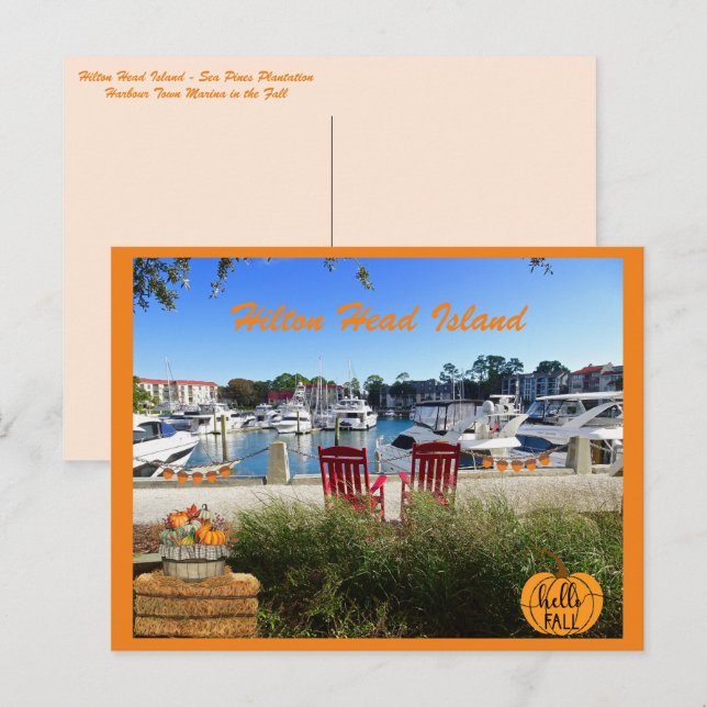Hilton Head Island Hafen Stadt Marina Hallo Fall Postkarte (Vorne/Hinten)