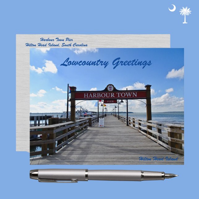 Hilton Head Island Harbour Town Pier Sea Pines Postkarte (Von Creator hochgeladen)