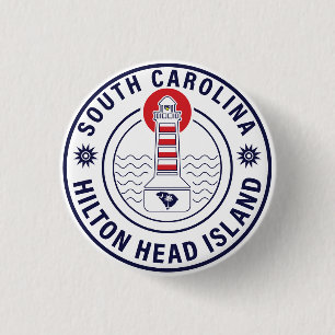 Hilton Head Island Lighthouse Retro Sunset Button