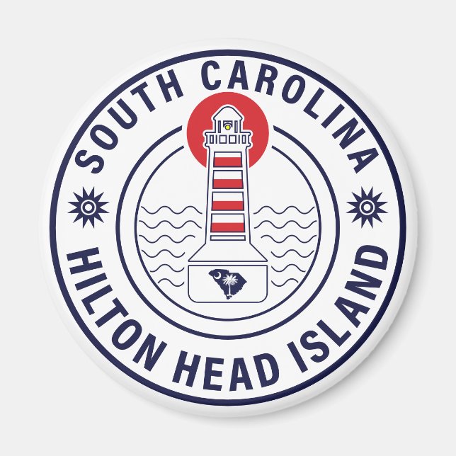 Hilton Head Island Lighthouse Retro Sunset Magnet (Vorne)