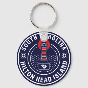 Hilton Head Island Lighthouse Retro Sunset Schlüsselanhänger