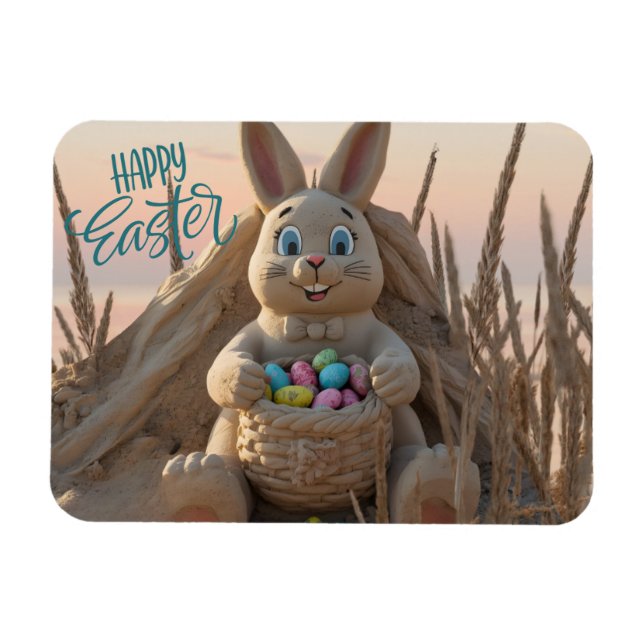 Hilton Head Island Osterhase-Sandsculptur Magnet (Horizontal)
