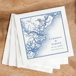 Hilton Head Island SC Karte Elegant Marine Wedding Serviette