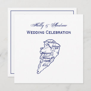Hilton Head Island SC Vintag Map Navy Blue Einladung