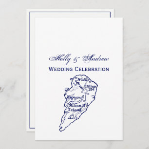 Hilton Head Island SC Vintag Map Navy Blue Einladung