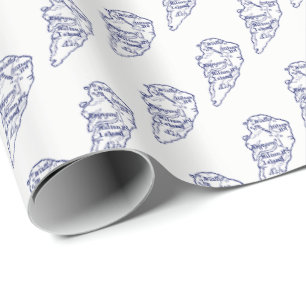 Hilton Head Island SC Vintag Map Navy Blue Geschenkpapier