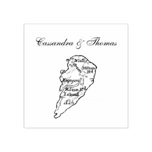 Hilton Head Island SC Vintag Map Navy Blue Gummistempel