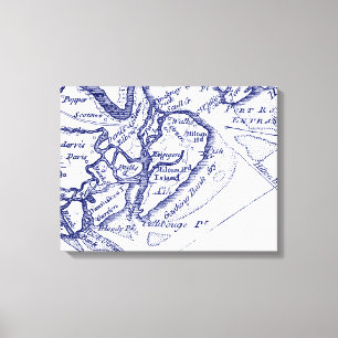Hilton Head Island SC Vintag Map Navy Blue Leinwanddruck