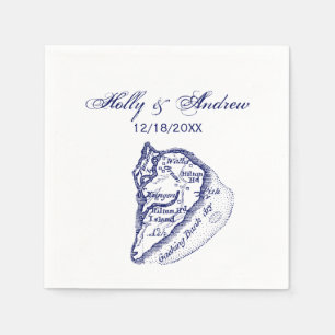 Hilton Head Island SC Vintag Map Navy Blue Serviette