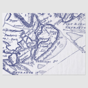 Hilton Head Island SC Vintage Karte Navy Blau Seidenpapier