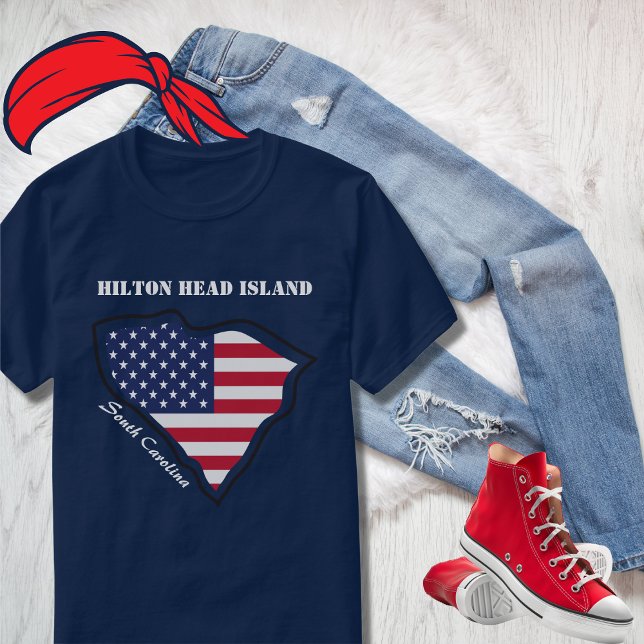 Hilton Head Island South Carolina Patriotic Flag T-Shirt (Von Creator hochgeladen)