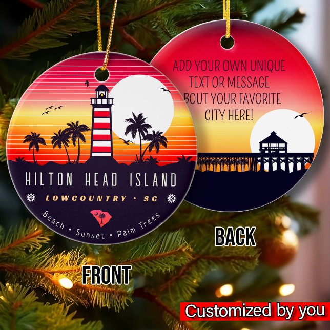 Hilton Head Leuchtturm SC Retro Sunset Souvenirs Keramik Ornament (Von Creator hochgeladen)