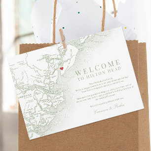 Hilton Head Sage Green Wedding Willkommenstour Dankeskarte