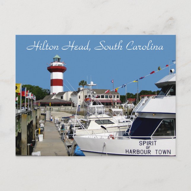 Hilton Head, SC Harbour Town Lighthouse Postcard Postkarte (Vorderseite)
