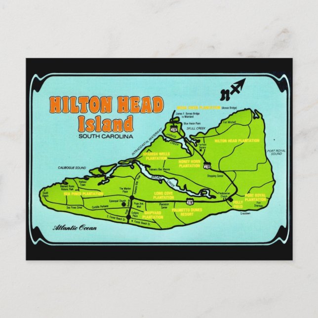 Hilton Head SC Insel Karte (Vorderseite)
