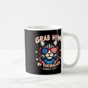 Him by the Ballot Kamala 2024 Cat Lovers US Flag Kaffeetasse