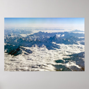 Himalaja-Gebirge unter Wolken - Tibet Poster
