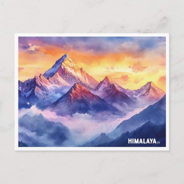 Himalaya-Berge Sonnenaufgang Aquarellmalerei Postkarte (Vorderseite)