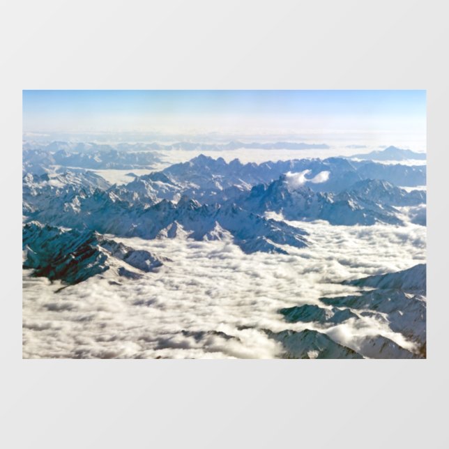 Himalaya-Berge unter Wolken - Tibet Fensteraufkleber (Blatt)