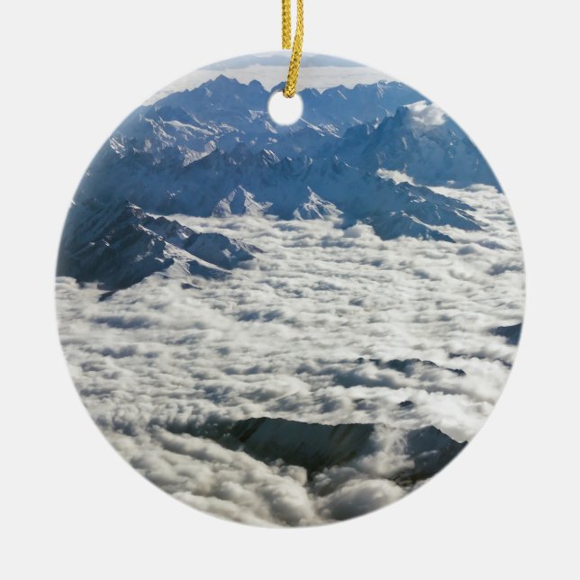 Himalaya-Berge unter Wolken - Tibet Keramik Ornament (Vorne)