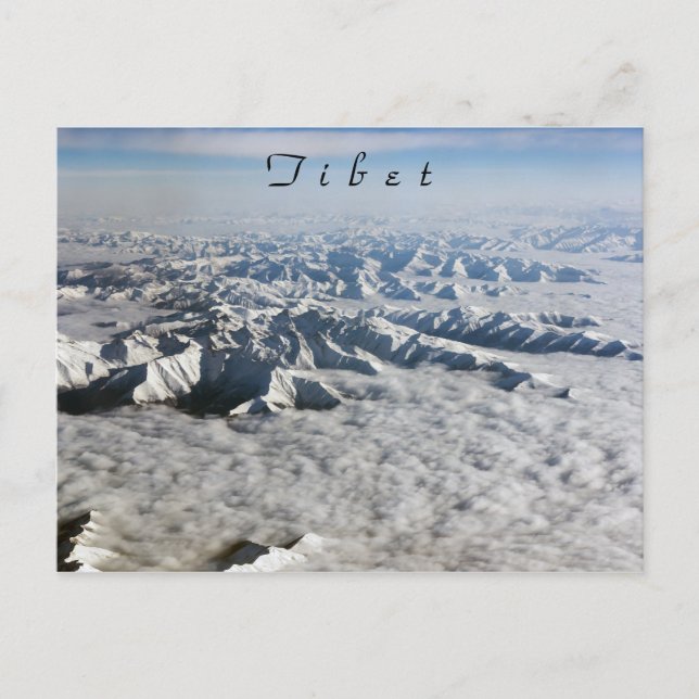 Himalaya-Berge unter Wolken - Tibet Postkarte (Vorderseite)