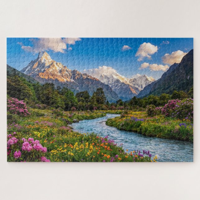Himalaya-Fluss der Farben – Berglandschaft Puzzle (Horizontal)