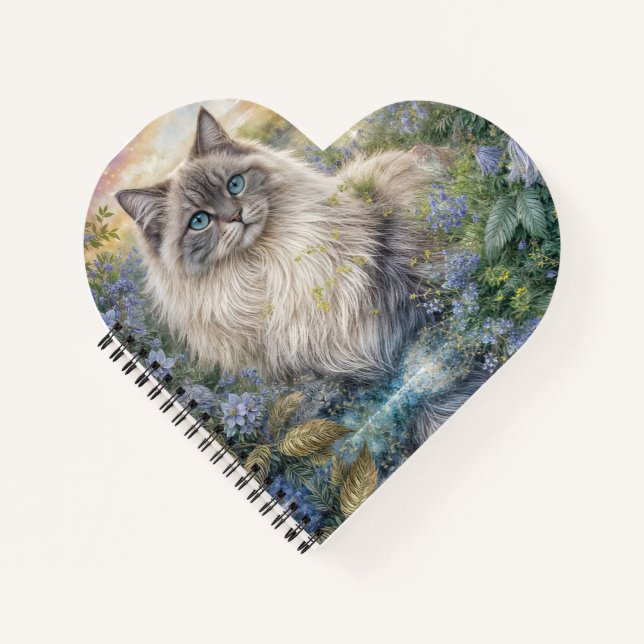 Himalaya-Katze im Garten  Notizbuch (Vorderseite)