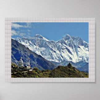 HIMALAYA Mountains and Glaciers:CRYSTAL Border Poster